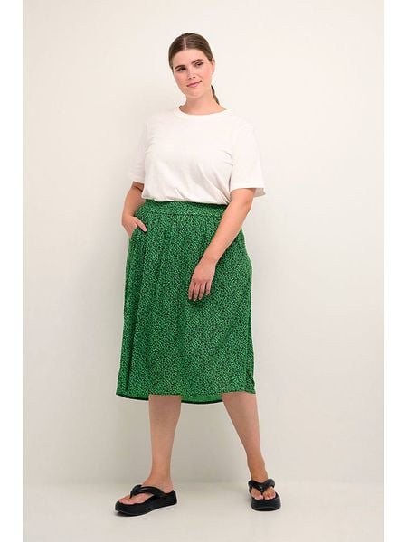 KAFFE curve Spódnica "Isma" w kolorze zielono-czarnym rozmiar: 52. Zielone spódniczki damskie KAFFE curve, bez wzorów, z wiskozy, z podwyższonym stanem, midi. Za 66.00 zł.