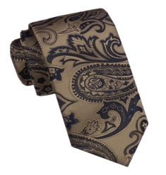 Elegancki Męski Krawat - Alties - Jasnobrązowy w Duży Wzór Orientalny. Krawaty i muchy męskie Alties, bez wzorów, z tkaniny, eleganckie. Za 49.00 zł.
