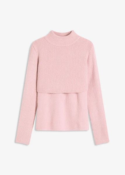 Sweter warstwowy. Czerwone swetry klasyczne damskie bonprix, bez kołnierzyka. Za 99.99 zł.