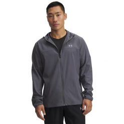 Kurtka wodoodporna Under Armour Velociti Pro Storm. Szare kurtki męskie Under Armour, m, bez wzorów, z materiału, z kapturem. Za 492.10 zł.