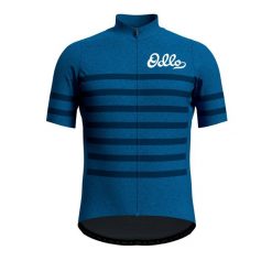 Koszulka rowerowa męska Odlo Stand-up collar ESSENTIAL rozpinana. Niebieskie t-shirty sportowe męskie Odlo, m, bez ramiączek, rowerowe. W wyprzedaży za 149.98 zł.