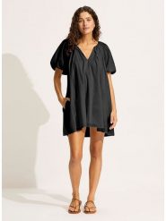 Seafolly Sukienka w kolorze czarnym rozmiar: XL. Czarne sukienki damskie Seafolly, xl, bez wzorów, z bawełny, bez kołnierzyka, bez ramiączek, mini. Za 162.49 zł.