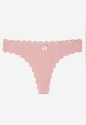 Ciemnoróżowe Bawełniane Majtki Stringi z Prążkowanej Tkaniny Eziane. Czerwone stringi damskie Born2be, l, bez wzorów, z bawełny. Za 9.99 zł.