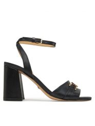 Guess Sandały FLJGRT LEA03 Czarny. Czarne sandały damskie Guess, z aplikacjami, ze skóry, bez obcasa, na słupku. Za 499.99 zł.