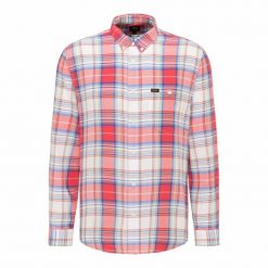 LEE RIVETED SHIRT MĘSKA KOSZULA MATERIAŁOWA AURORA RED L66IKNNV 112116429. Czerwone koszule męskie Lee, l, bez wzorów, z materiału, bez kołnierzyka, bez ramiączek. Za 129.99 zł.