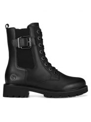 Remonte Botki D8668-00 Czarny. Czarne botki damskie Remonte, ze skóry, bez obcasa, na płaskiej podeszwie, bez zapięcia. Za 370.99 zł.