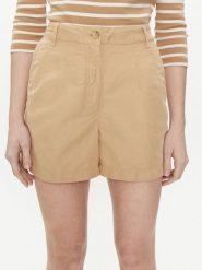 Tommy Hilfiger Szorty materiałowe WW0WW41603 Beżowy Relaxed Fit. Brązowe szorty damskie Tommy Hilfiger, bez wzorów, z bawełny. Za 339.99 zł.