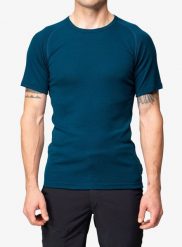 Koszulka termoaktywna Devold Lauparen Merino 190 Base Tee. Niebieskie t-shirty sportowe męskie Devold, l, z dzianiny, bez ramiączek, trekkingowe. Za 274.99 zł.
