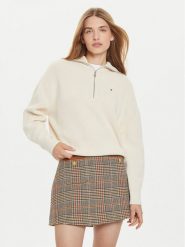 Tommy Hilfiger Sweter WW0WW42141 Écru Relaxed Fit. Swetry klasyczne damskie Tommy Hilfiger, xl, z bawełny, bez kołnierzyka. Za 399.99 zł.