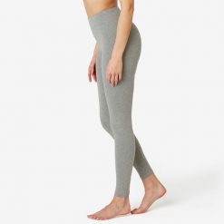 Legginsy fitness damskie Domyos slim. Szare legginsy damskie DOMYOS, m, bez wzorów, z bawełny, na fitness i siłownię. Za 49.99 zł.