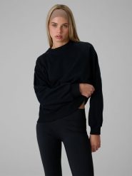 4F Bluza dresowa loose bez kaptura damska - czarna XL. Czarne bluzy bez kaptura damskie 4f, l, z bawełny. Za 129.99 zł.