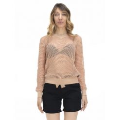 Damska siateczkowa bluza w odcieniach ziemi. Brązowe bluzy bez kaptura damskie LEONE 1947 APPAREL, l, z tkaniny. W wyprzedaży za 154.80 zł.