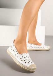 Białe Espadryle z Ażurową Cholewką i Plecionką Odine. Białe espadryle damskie Born2be, w ażurowe wzory, bez obcasa. Za 79.99 zł.