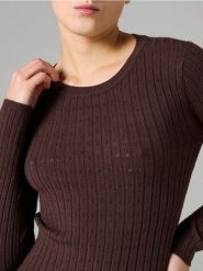 Ażurowy sweter - brązowy. Brązowe swetry klasyczne damskie Sinsay, l, bez kołnierzyka. Za 39.99 zł.