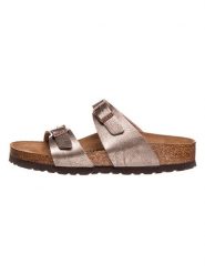 Birkenstock Klapki "Sydney" w kolorze szarobrązowym rozmiar: 39. Brązowe klapki damskie Birkenstock, bez wzorów, z materiału, bez obcasa. Za 313.27 zł.