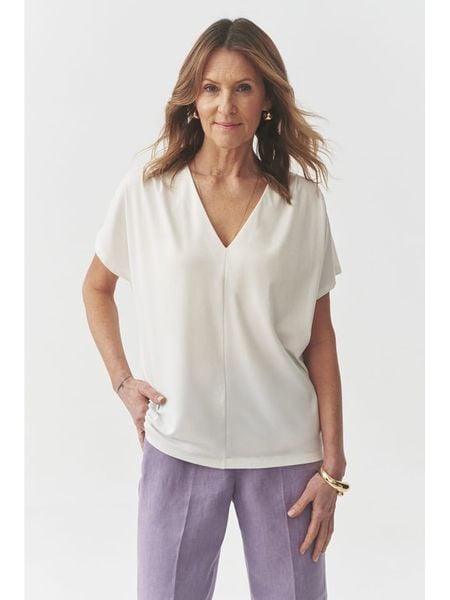 TATUUM Bluzka "Kala" w kolorze kremowym rozmiar: L. Brązowe bluzki damskie Tatuum, l, bez wzorów, bez kołnierzyka, bez ramiączek. Za 91.56 zł.