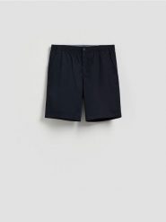 Szorty chino regular - granatowy. Niebieskie szorty męskie Reserved, bez wzorów, z bawełny. Za 129.99 zł.