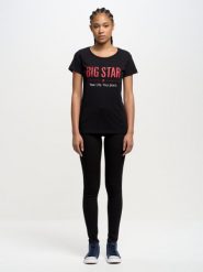 Koszulka damska o klasycznym kroju czarna Brunona 906. Czarne t-shirty damskie Big Star, l, z aplikacjami, z bawełny, bez kołnierzyka. Za 89.99 zł.