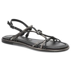 Czarne Sandały Tamaris Eleganckie Płaskie Buty. Czarne sandały damskie Tamaris, z aplikacjami, ze skóry, bez obcasa, na płaskiej podeszwie. Za 329.00 zł.