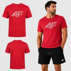 KOSZULKA MĘSKA 4F T-SHIRT BAWEŁNIANY SPORTOWY Z NADRUKIEM M3342 SS26. Czerwone t-shirty sportowe męskie 4f, m, z bawełny, bez ramiączek, na fitness i siłownię. Za 181.97 zł.