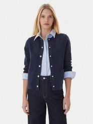 Tommy Hilfiger Kardigan WW0WW40846 Granatowy Regular Fit. Niebieskie kardigany damskie Tommy Hilfiger, xs, bez wzorów, z bawełny. Za 599.99 zł.