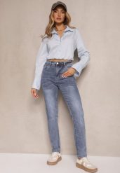 Jasnoniebieskie Jeansy Skinny Regular Waist Galoriela. Niebieskie jeansy damskie Renee. Za 59.99 zł.