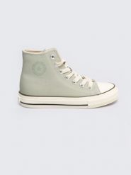 Trampki damskie wysokie pistacjowe RR274643 300. Zielone trampki i tenisówki damskie Big Star, bez wzorów, z materiału, przed kolano. W wyprzedaży za 69.99 zł.