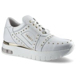 Białe Sneakersy Karino Damskie Skórzane Półbuty. Białe półbuty damskie Karino, bez wzorów, ze skóry, casualowe, bez obcasa, na platformie. Za 275.00 zł.
