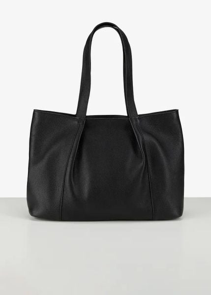 Torba typu shopper ze skóry. Czarne shopper bag damskie bonprix, bez wzorów, ze skóry, bez dodatków. Za 239.99 zł.