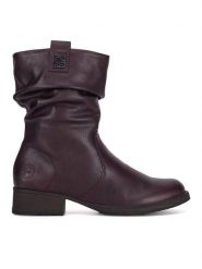 Rieker Botki Z9583-35 Bordowy. Czerwone botki damskie Rieker, z materiału, bez obcasa, na płaskiej podeszwie, bez zapięcia. Za 265.99 zł.