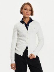 Gant Kardigan 4800103 Biały Slim Fit. Białe kardigany damskie Gant, s, bez wzorów, z bawełny. Za 549.99 zł.