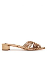 LAUREN RALPH LAUREN Klapki Fay 802966855001 Złoty. Żółte klapki damskie Lauren Ralph Lauren, bez wzorów, ze skóry, bez obcasa. Za 549.99 zł.