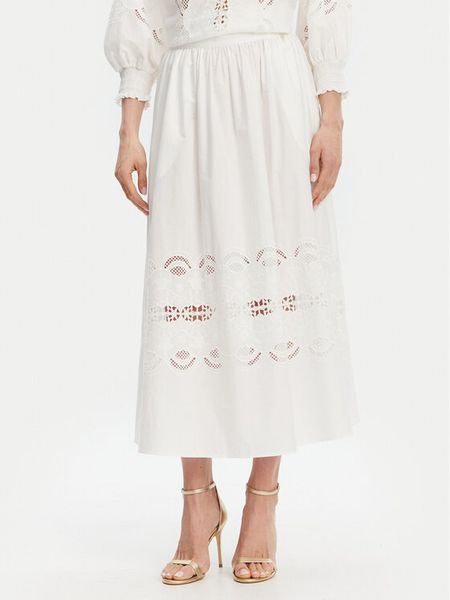 Liu Jo Spódnica midi WA5258 T4853 Biały Regular Fit. Białe spódniczki damskie Liu Jo, bez wzorów, z bawełny, midi. Za 459.99 zł.