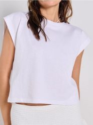 Bawełniana koszulka basic - biały. Białe t-shirty damskie Sinsay, l, bez wzorów, z bawełny, bez kołnierzyka. Za 19.99 zł.