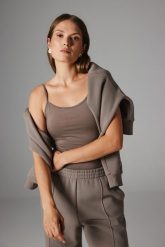 TOP SIA TAUPE M - Flawless. Topy damskie Flawless, m, bez wzorów, z materiału, bez kołnierzyka. Za 169.00 zł.