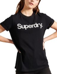 Koszulka sportowa damska Superdry Logo. Czarne bluzki sportowe damskie Superdry., l, z materiału, bez kołnierzyka, bez ramiączek. Za 127.55 zł.