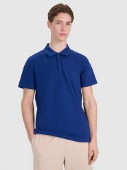 4F Koszulka polo regular męska - granatowa S. Niebieskie koszulki polo męskie 4f, m, bez wzorów, z bawełny, bez ramiączek. W wyprzedaży za 59.99 zł.