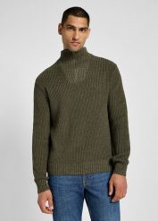 LEE MĘSKI SWETER HALF ZIP KNIT MERCANTILE GREEN 112355675 L83Y008526. Zielone swetry męskie Lee, l, bez wzorów, bez kołnierzyka. Za 199.99 zł.