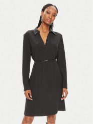 Calvin Klein Sukienka koszulowa K20K207152 Czarny Regular Fit. Czarne sukienki damskie CALVIN KLEIN, na co dzień, bez wzorów, z syntetyku, bez kołnierzyka, bez ramiączek, koszulowe. Za 449.99 zł.