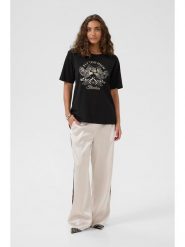 CULTURE Koszulka w kolorze czarnym rozmiar: L. Czarne bluzki damskie Culture, l, bez wzorów, bez kołnierzyka, bez ramiączek. Za 60.99 zł.