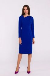 Elegancka sukienka ołówkowa z asymetrycznym dekoltem chaber. Sukienki damskie Stylove, do pracy, m, bez wzorów, biznesowe, z asymetrycznym kołnierzem, bez ramiączek, asymetryczne. Za 309.00 zł.