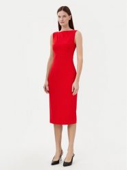Calvin Klein Sukienka koktajlowa K20K208140 Czerwony Slim Fit. Czerwone sukienki damskie CALVIN KLEIN, bez wzorów, z syntetyku, wizytowe, bez kołnierzyka, bez ramiączek. Za 559.99 zł.