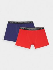 4F Bielizna bokserki (2-pack) męskie - granatowe S. Niebieskia bokserki męskie 4f, bez wzorów, z bawełny. W wyprzedaży za 49.99 zł.