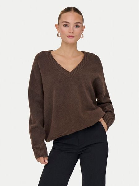 ONLY Sweter Mari 15360940 Brązowy Loose Fit. Brązowe swetry klasyczne damskie Only, xl, z syntetyku, bez kołnierzyka. Za 169.99 zł.