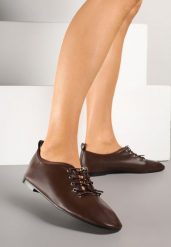 Brązowe Półbuty ze Sznurowaniem ze Stoperem Julirine. Brązowe półbuty damskie Renee, bez wzorów, z jeansu, eleganckie, bez obcasa. Za 74.99 zł.