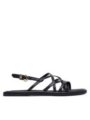 Tommy Hilfiger Sandały Flat Strappy FW0FW09220 Czarny. Czarne sandały damskie Tommy Hilfiger, bez wzorów, ze skóry, bez obcasa, na płaskiej podeszwie. Za 449.99 zł.