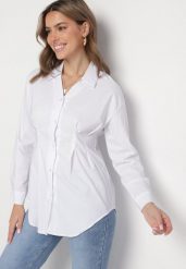 Biała Wiskozowa Koszula w Klasycznym Stylu Aranilia. Białe koszule damskie Born2be, m, bez wzorów, z jeansu, klasyczne, bez kołnierzyka, bez ramiączek. Za 69.99 zł.