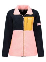 Geographical Norway Kurtka polarowa "Talexa" w kolorze czarno-jasnoróżowo-pomarańczowym rozmiar: S. Czarne kurtki damskie Geographical Norway, s, bez wzorów, z polaru, bez kaptura. Za 156.24 zł.