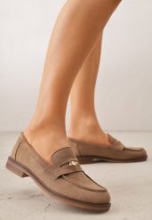 Ciemnobeżowe Mokasyny VICES z Wkładką ze Skóry Naturalnej i Metaliczną Aplikacją Nanora. Brązowe mokasyny damskie Born2be, z materiału. Za 89.99 zł.