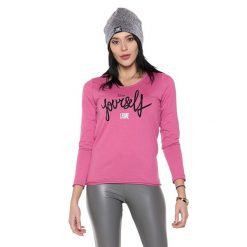 Koszulka z bawełna na co dzień na siłownię. Fioletowe t-shirty damskie LEONE 1947 APPAREL, bez wzorów, z bawełny, bez kołnierzyka. Za 82.10 zł.